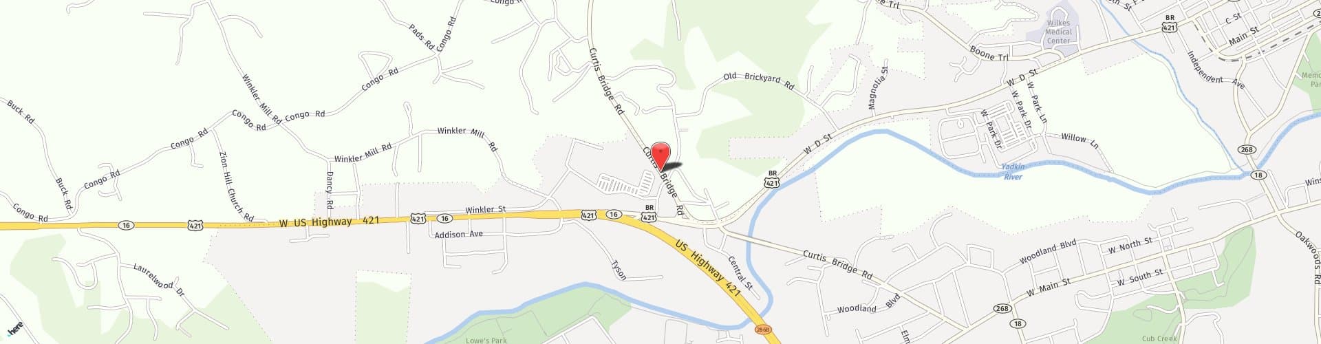 Location Map: 1600 Curtis Bridge Road Wilkesboro, NC 28697